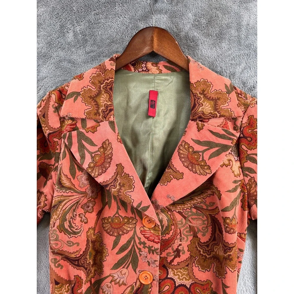 Just In Time USA Corduroy Jacket Womens Large Pink Floral Y2K Vintage - Picture 4 of 11